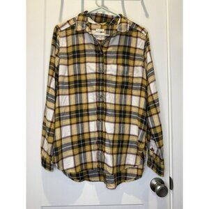 American Eagle Boyfriend Fit Yellow Plaid Button Down Shirt Amazing Soft Medium